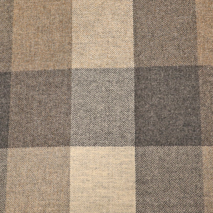 100% Wool Check Fabric - Grey, Beige and Brown