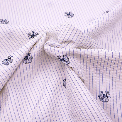 Deadstock Cotton Mix Seersucker - Blue Stripe - Dogs
