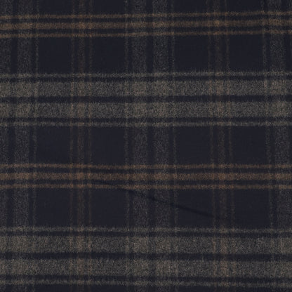80% Wool 20% Cashmere Wool Cashmere Blend Fabric - Navy, Grey and Brown Check