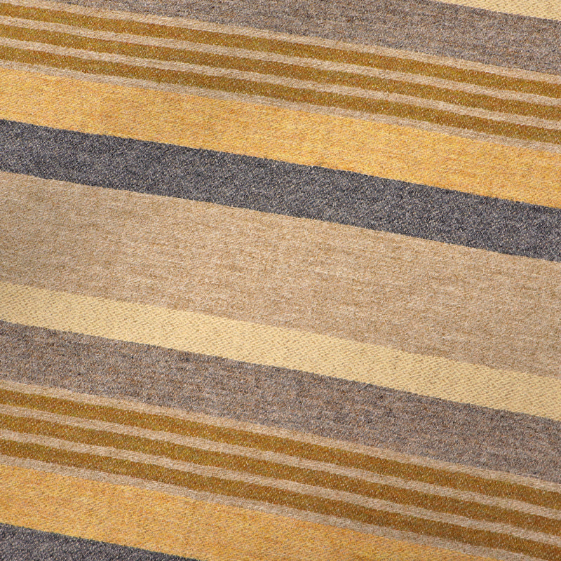 100% Wool Stripe Fabric - Yellow, Brown, Mustard and Grey