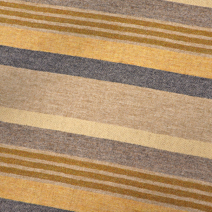 100% Wool Stripe Fabric - Yellow, Brown, Mustard and Grey