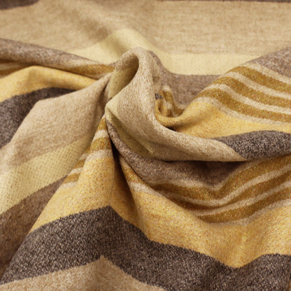 100% Wool Stripe Fabric - Yellow, Brown, Mustard and Grey