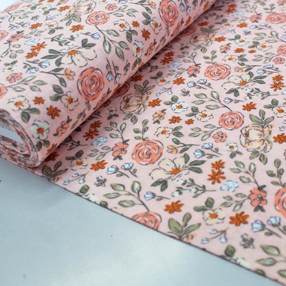 Peach Floral Double Gauze Fabric 100% cotton