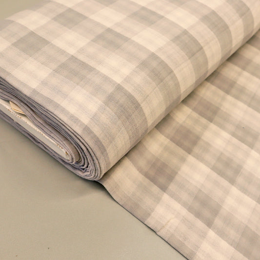 Reversible Grey Check Double Gauze Gingham Fabric 100% cotton