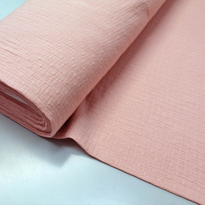 100% Cotton  Dusky Pink Double Gauze and Swiss Knot Fabric