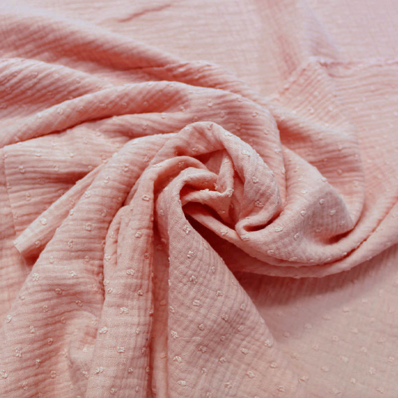 100% Cotton  Dusky Pink  Double Gauze and Swiss Knot Fabric