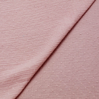 100% Cotton  Dusky Pink  Double Gauze and Swiss Knot Fabric
