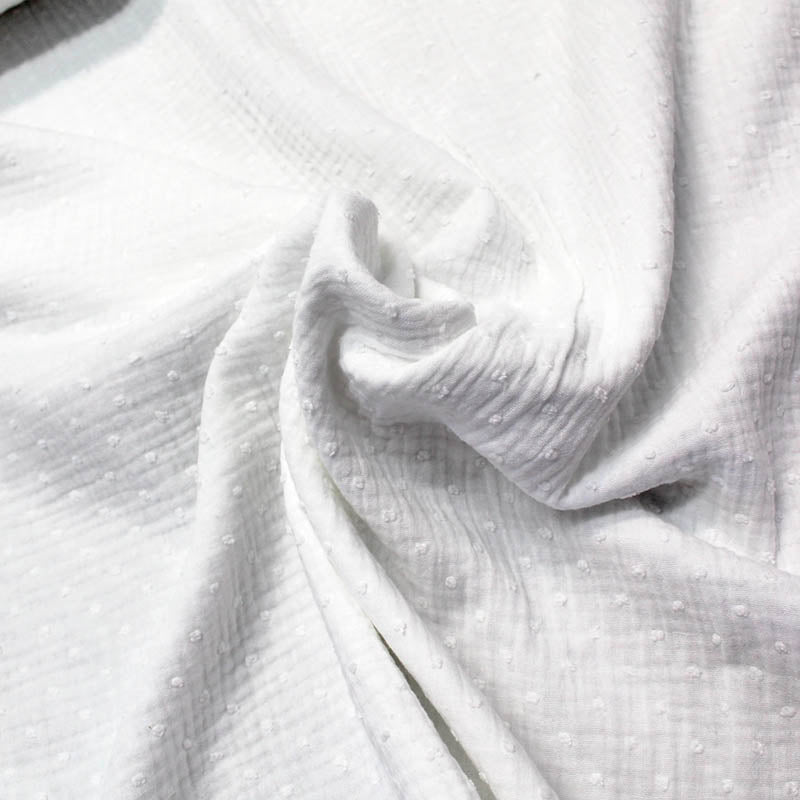 100% Cotton   White Swiss Knot Double Gauze Fabric