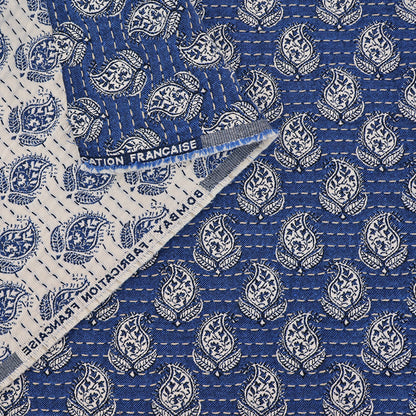 Double Sided Jacquard - Blue Paisley