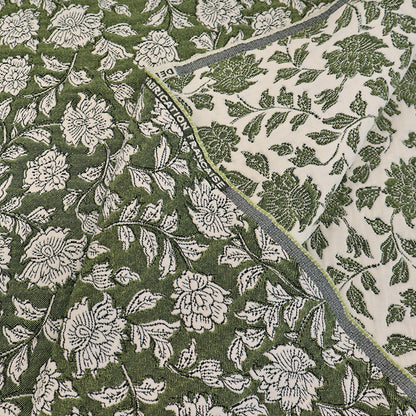 Double Sided Jacquard - Green Floral