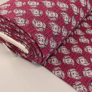 71% Cotton 29% Polyester Double Sided Jacquard Fabric - Pink Paisley
