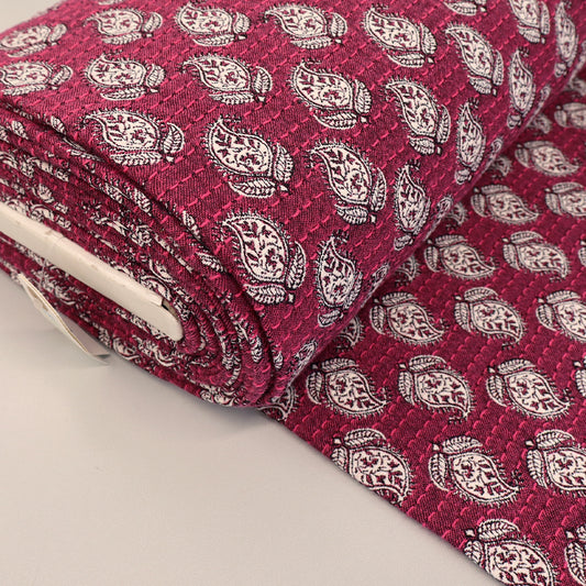 Double Sided Jacquard - Pink Paisley