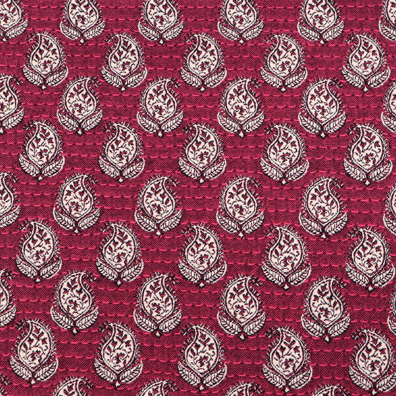 71% Cotton 29% Polyester Double Sided Jacquard Fabric - Pink Paisley