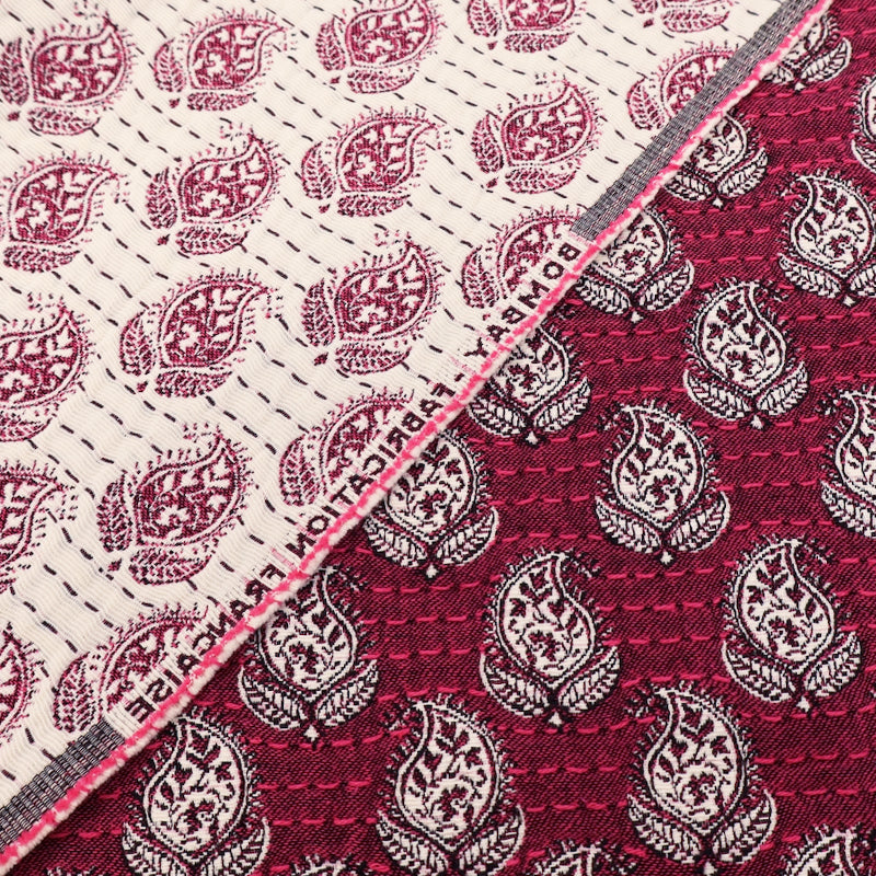 71% Cotton 29% Polyester Double Sided Jacquard Fabric - Pink Paisley