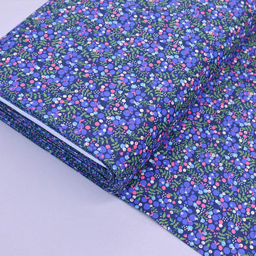 100% Cotton Blue and Pink Berry Print Cotton Lawn Fabric