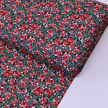 100% Cotton Red and Black Berry Print Cotton Lawn Fabric