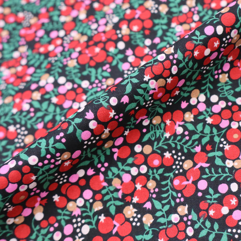 100% Cotton Red and Black Berry Print Cotton Lawn Fabric