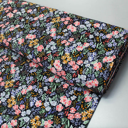 100% Polyester Black Floral Drape Fabric