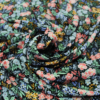 100% Polyester Black Floral Drape Fabric