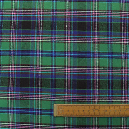 Green Check Brushed Cotton Fabric