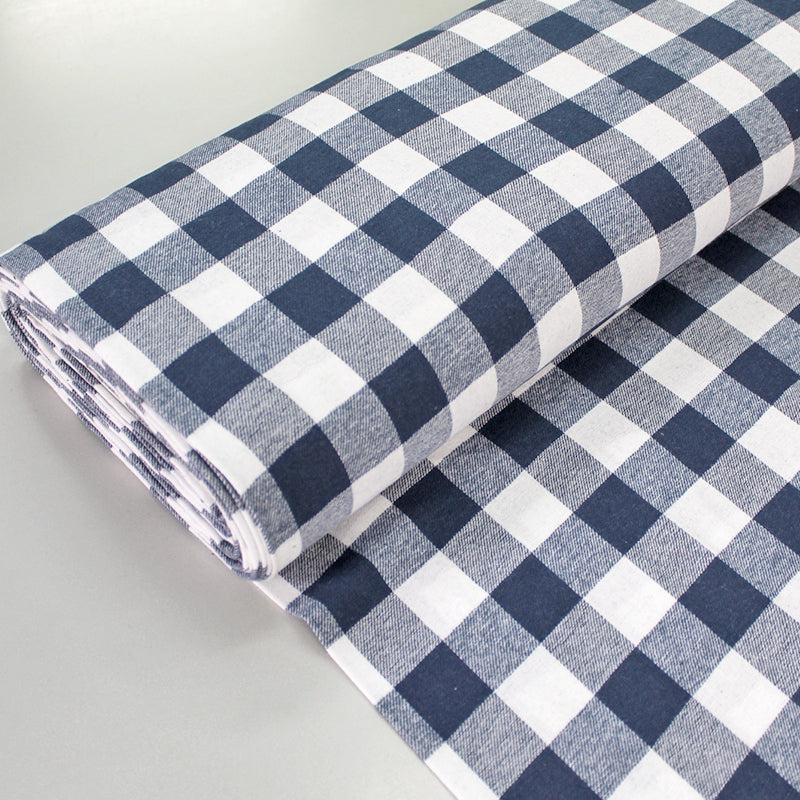 Brushed Cotton Blue Gingham Fabric