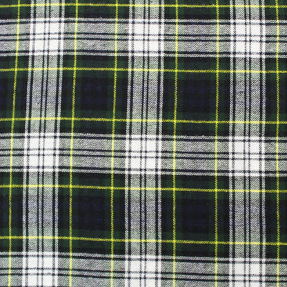 100% Cotton Blue and White with Green Brushed Cotton Check Fabric