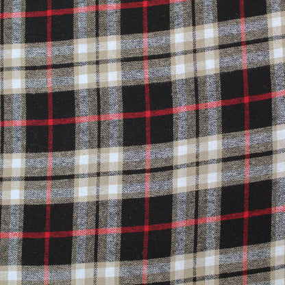 100% Cotton   Brown, Black and Red Brushed Cotton Check Fabric