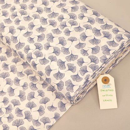 Dressmaking COTTON LAWN - Falling Ginkgo - WHITE