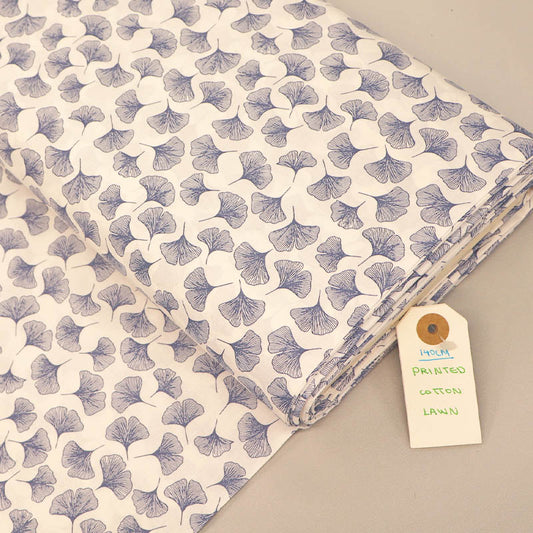 Dressmaking COTTON LAWN - Falling Ginkgo - WHITE