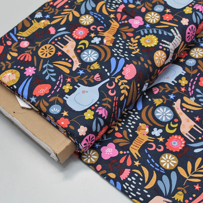 Navy Blue Corduroy Fabric Jungle Fun Fabrics Galore