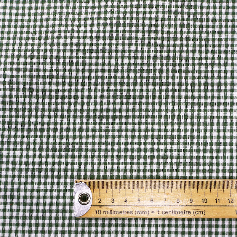 100% Cotton Mini Gingham Fabric - Dark Green