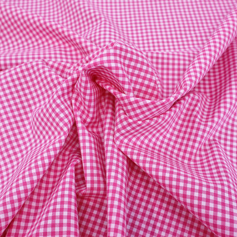 100% Cotton Mini Gingham Dressmaking Fabric - Bright Pink