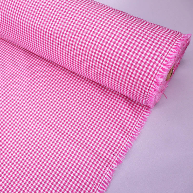 100% Cotton Mini Gingham Dressmaking Fabric - Bright Pink