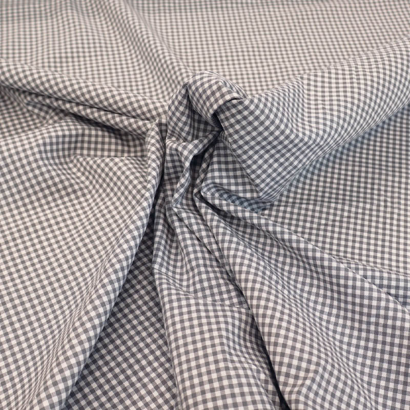 100% Cotton Mini Gingham Dressmaking Fabric - Grey