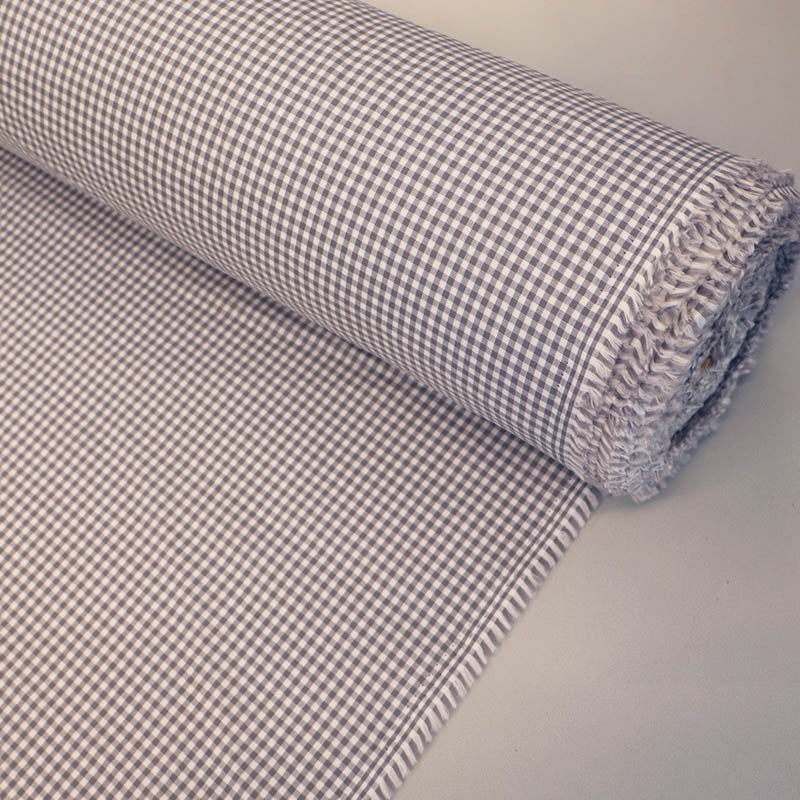 100% Cotton Mini Gingham Dressmaking Fabric - Grey