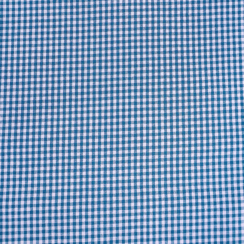 100% Cotton Mini Gingham Dressmaking Fabric - Petrol Blue