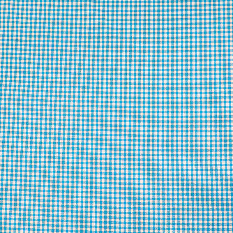 100% CottonMini Gingham Dressmaking Fabric - Turquoise Blue