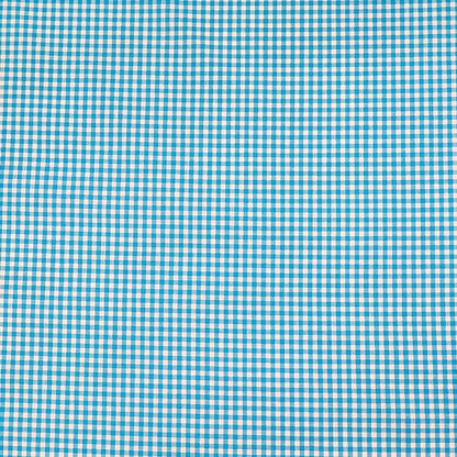 100% CottonMini Gingham Dressmaking Fabric - Turquoise Blue