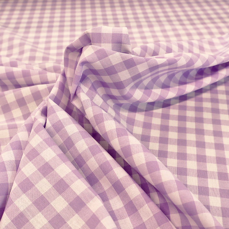 Dressmaking Cotton 9mm Gingham - Wide Width - Lavender