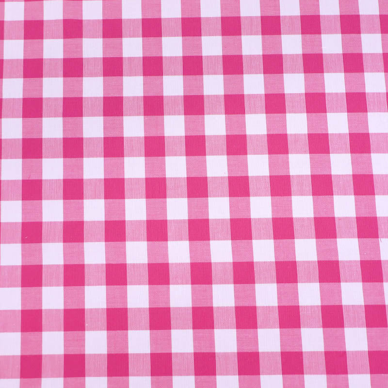 100% Cotton Large Gingham Dressmaking Fabric - Fuchsia Pink
