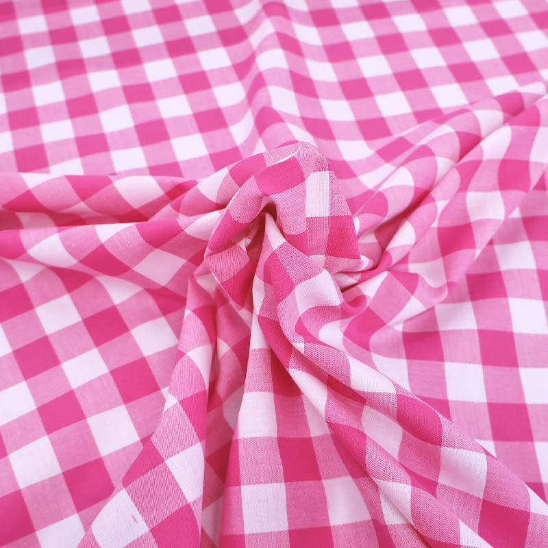 100% Cotton Large Gingham Dressmaking Fabric - Fuchsia Pink