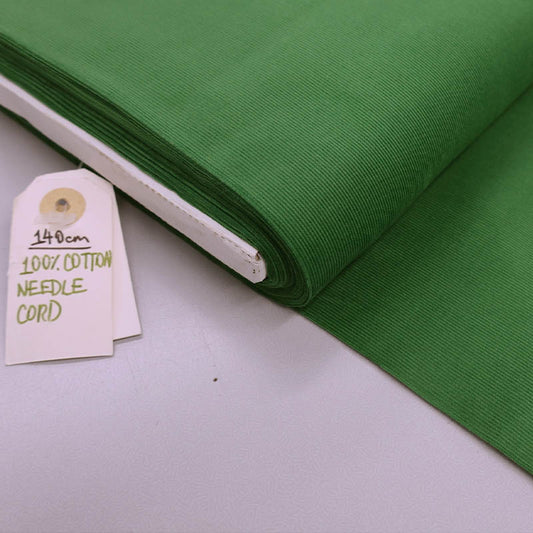 100% Cotton Green Needlecord Fabric