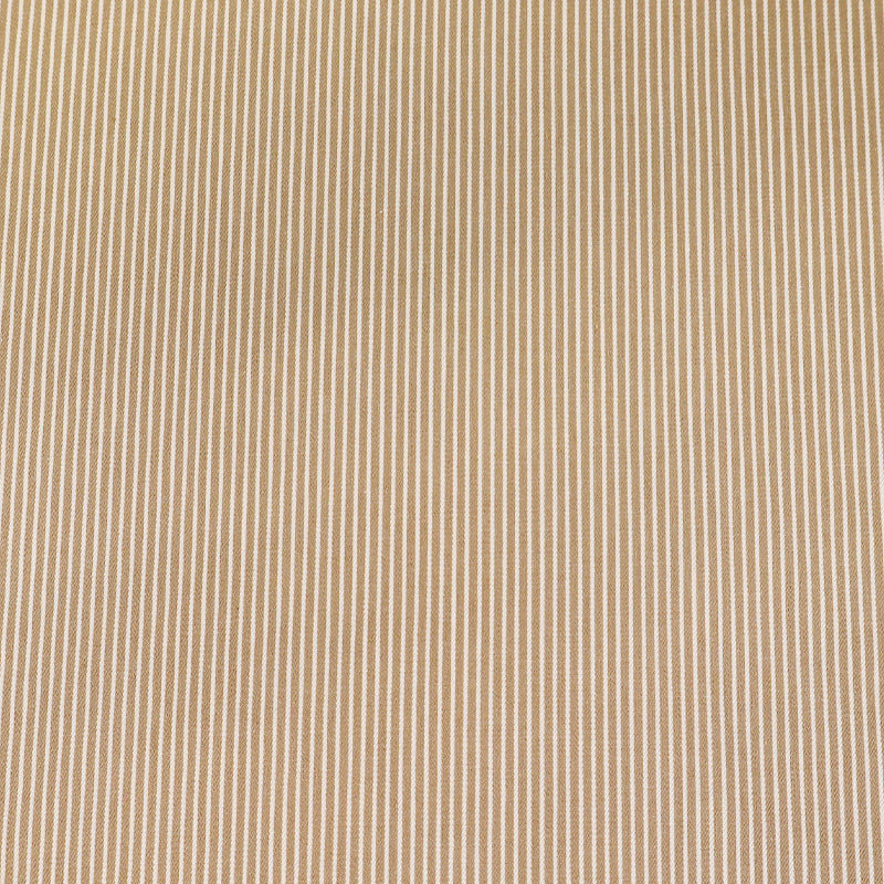 100% Cotton Striped Denim Fabric - Beige and White