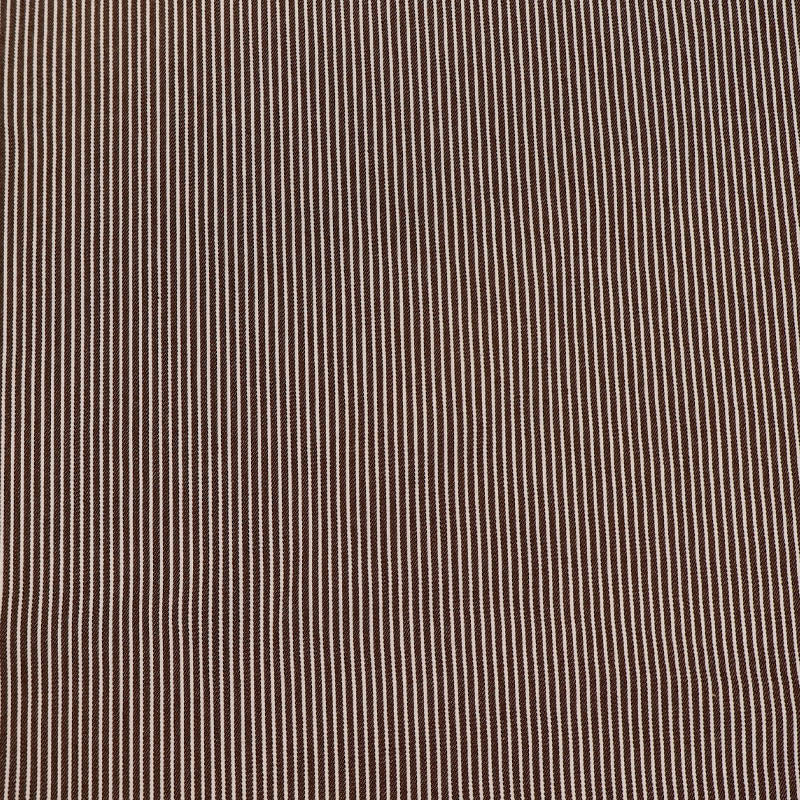 100% Cotton Hickory Striped Denim Fabric - Dark Brown and White
