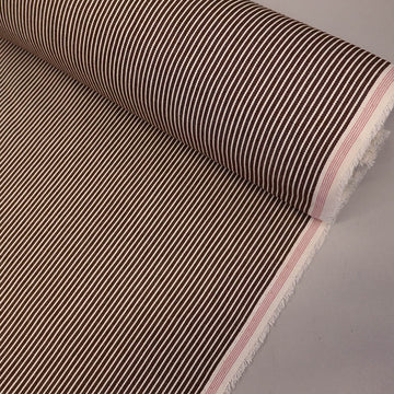 100% Cotton Hickory Striped Denim Fabric - Dark Brown and White