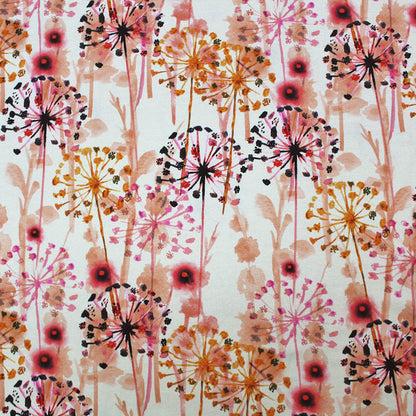 95% Cotton 5% Elastane   Pink Floral Jersey Fabric - Alice