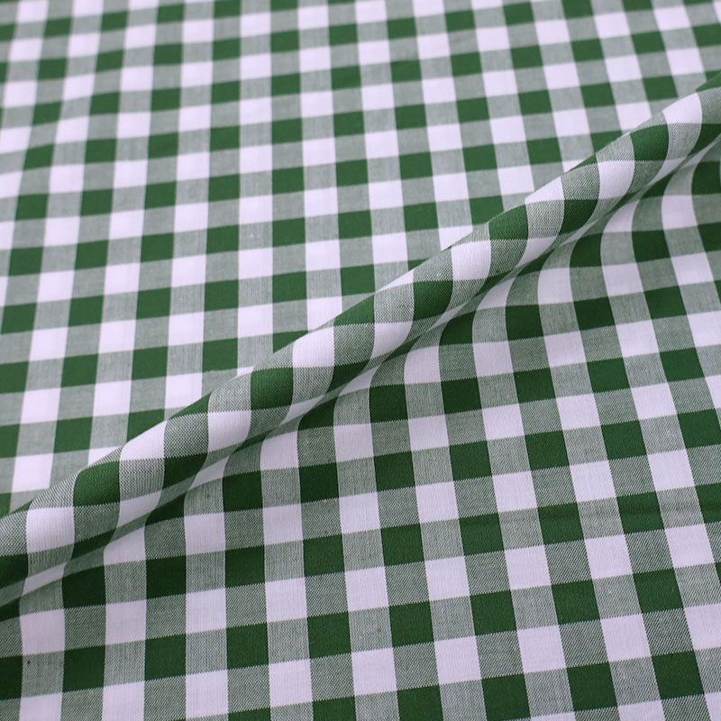 100% Cotton wide width dark green Gingham Fabric 