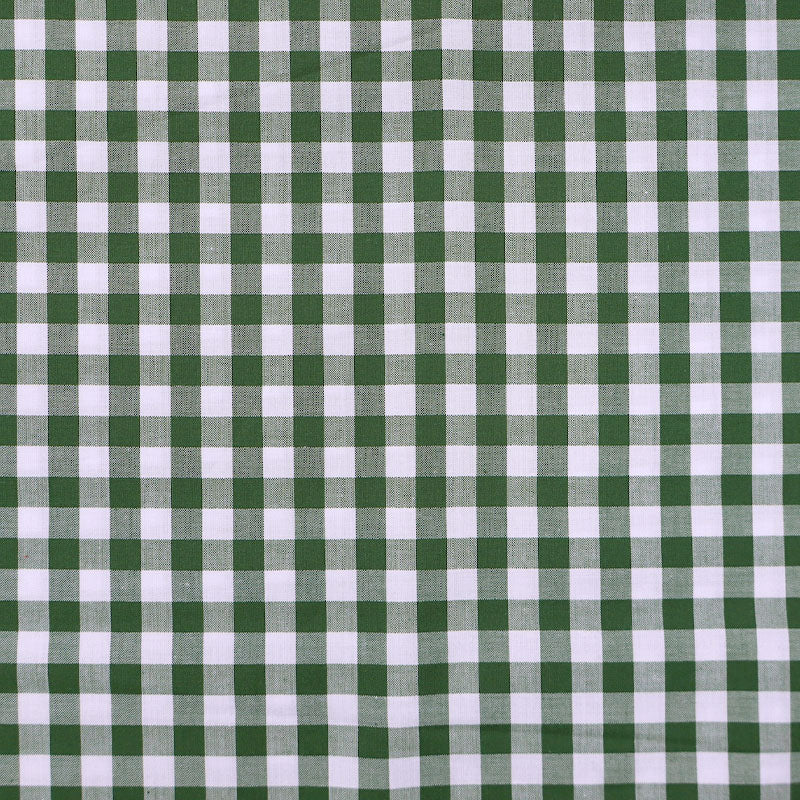 100% Cotton wide width dark green Gingham Fabric 