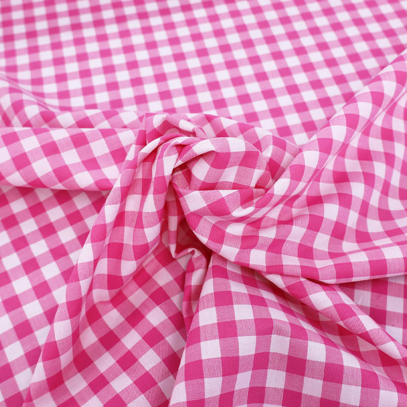 100% Cotton Gingham Dressmaking Fabric - Fuchsia Pink