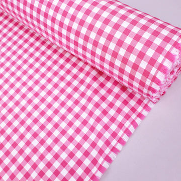 100% Cotton Gingham Dressmaking Fabric - Fuchsia Pink
